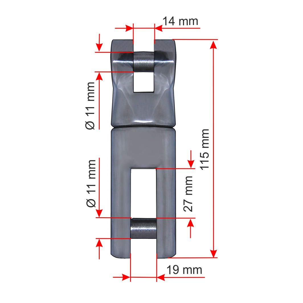 Generisch Power Ankerwirbel ohne Gelenk | V4A Edelstahl | AISI 316 | Wirbel | rostfrei | glänzend poliert für Ø 10-12 mm