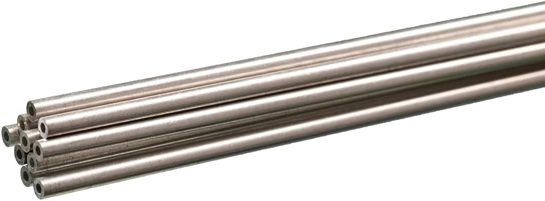K&S Precision Metals Round Aluminum Tube 3901 – 2mm OD x 0.45mm Wall x 1 Meter Long – DIY Crafts, Modeling, Home Projects, Made in USA, 10 Tubes