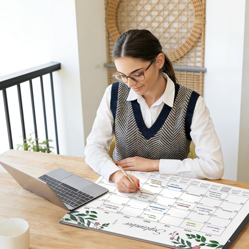 Image of SUNEE Desk Calendar 2026 Large 22x17 from July 2026 to December 2027, Extra Large Desktop Monthly Calendar Pad 18 Months For Teacher or Office, Desk Top, Greenery