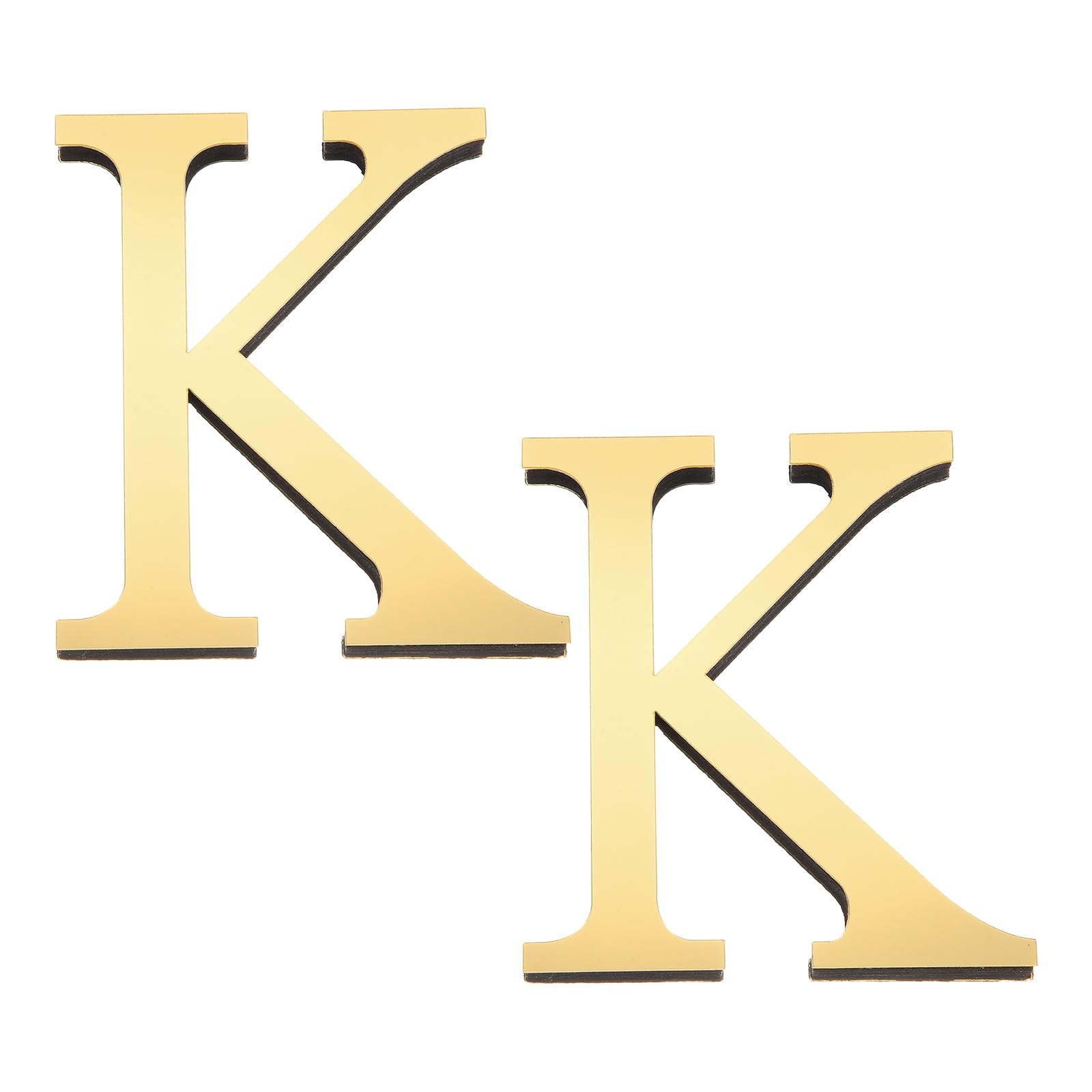 PATIKIL 2 Pcs 4 Inch 3D Acrylic Alphabet Mirror Wall Stickers Letter K Self-Adhesive Home Decor Letter Sign Art Sticker Decal for DIY Home Decoration Light Gold