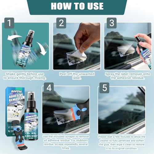 Aufkleberentferner Extra Stark, Klebereste Entferner Auto/Fensterrahmen, Sekundenkleber Entferner, Ettikettenlöserspray, Entfernt Schnell Klebereste und Aufkleber von Glatten Oberflächen-100ml