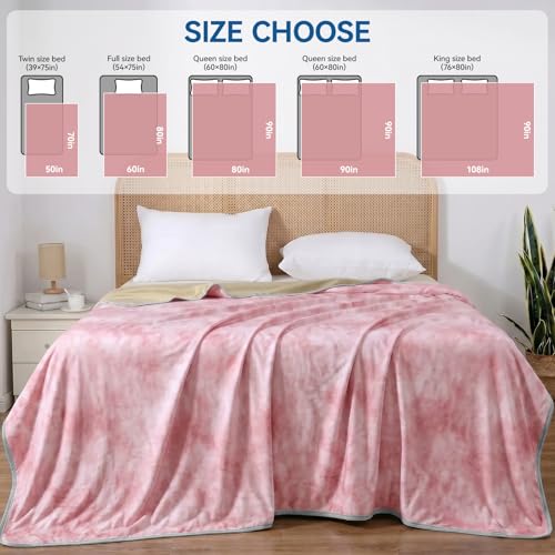 Image of Guohaoi Cooling Throw Blanket for Hot Sleepers, Twin Size 60''x90'' Lightweight Breathable Summer Bed Blanket for Couch, Arc-Chill Q-Max >0.5 Cool Fiber, Lightweight Blanket Pink