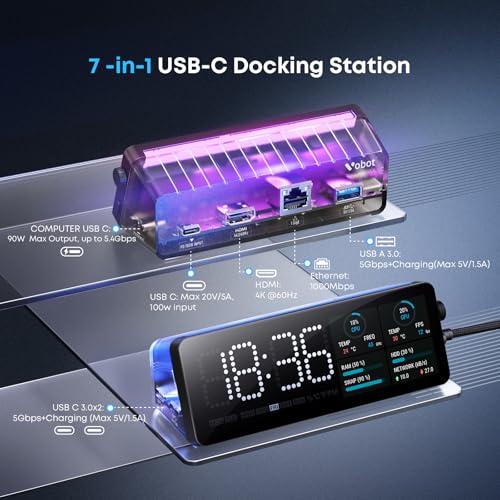Laptop Docking Station, 7-in-1 USB C Docking Station with Screen, Multiple Built-in Apps, - image 2