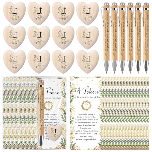 Stylos chrétiens lot de 30 cadeaux baptême communion confirmation avec cœurs de poche