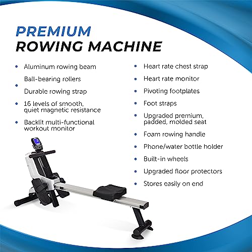 Image of Stamina Magnetic Rower - Rower Machine with Smart Workout App - Rowing Machine with Magnetic Resistance for Home Gym Fitness - Up to 250 lbs Weight Capacity