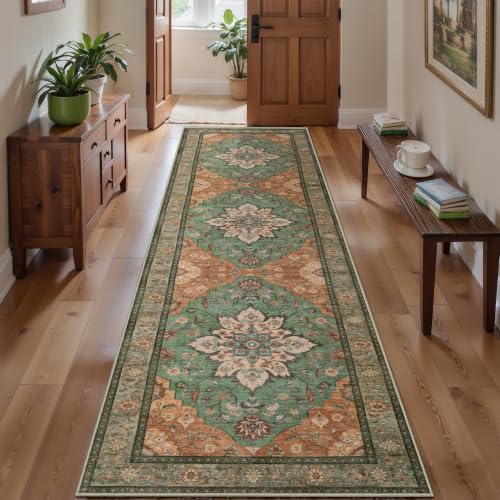 Image of Tangsoo Vintage 2.6x8 Washable Hallway Runner Rugs, Non Slip Rug Runner