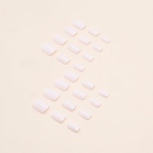 Miniatura 3 de Uñas postizas cortas a presión de verano, uñas postizas con purpurina de cobertura completa, uñas con pegamento con diseños rosa claro, uñas