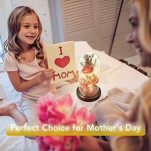 Image of Preserved Rose Flower Gift Box with Heart Necklace for Women, Romantic Gift for Girlfriend, Wife & Fiancee, Valentine's Day, Birthday, Anniversary, Wedding, Proposal & Special Occasion