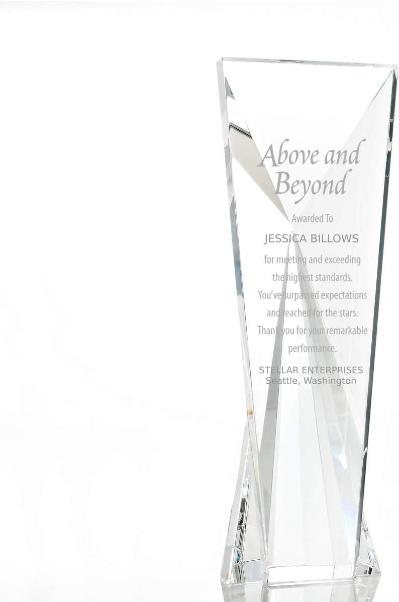 Baudville Engraved Trophy - Crystal - Beveled Diamond - Award for Employees
