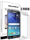 ShockWize [3 Pack] [Tempered Glass] .3mm Thin Ballistic Premium Real Screen Protector for Samsung Galaxy J7 (2015, 2016) [NOT 2017 Model], Clear