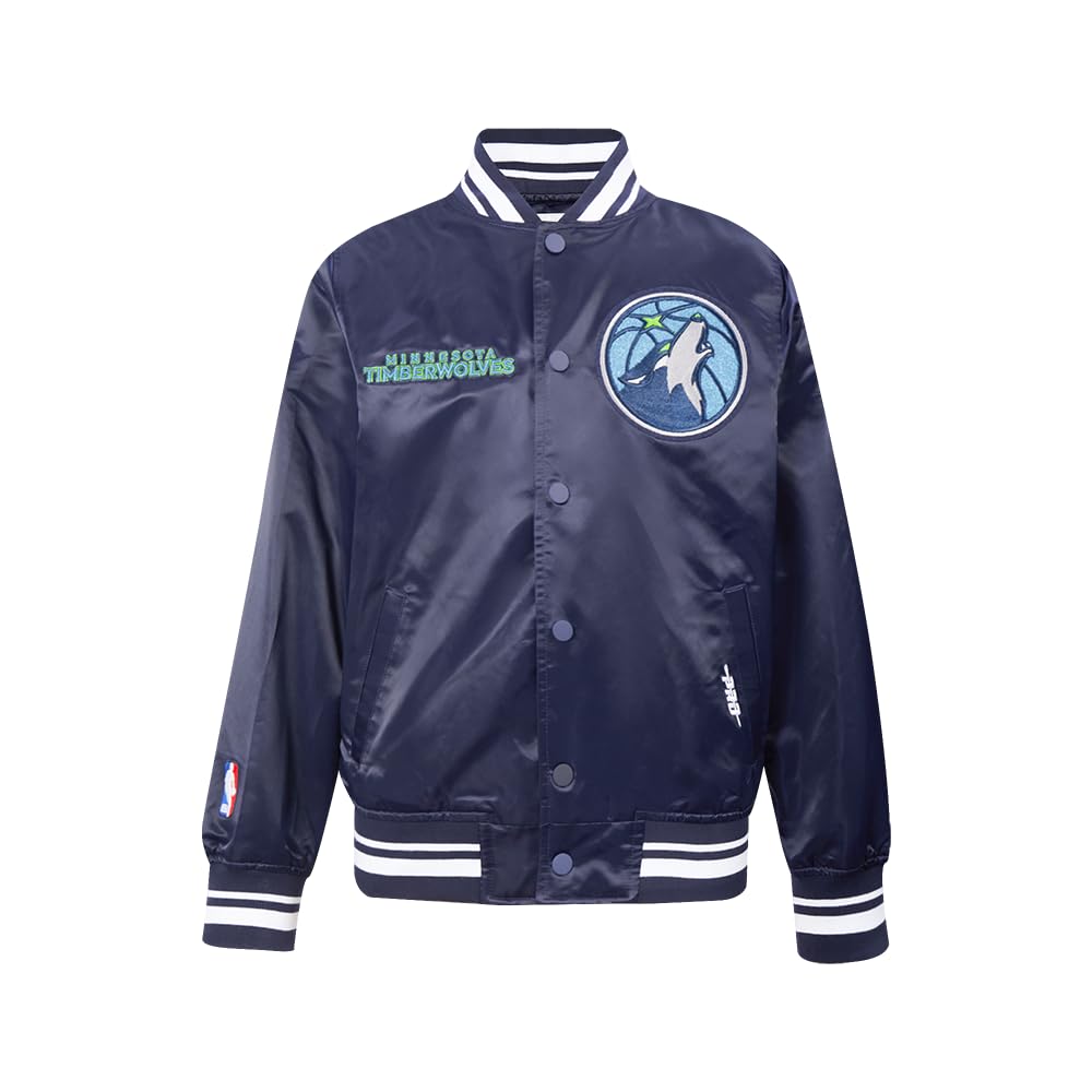 Pro Standard Unisex Children's NBA Retro Classics Bb Rib Satin Jacket, Midnight Navy, Large, Midnight Navy, L