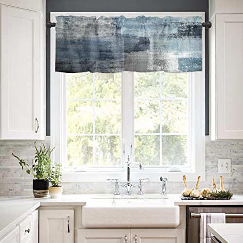 Gucoon Modern Rectangle Navy Blue Window Valances,Abstract Art Curtains Valances For Cafe Kitchen Bathroom Bedroom Living Room Window Blackout (Navy Blue, 54"X18") #TOP1