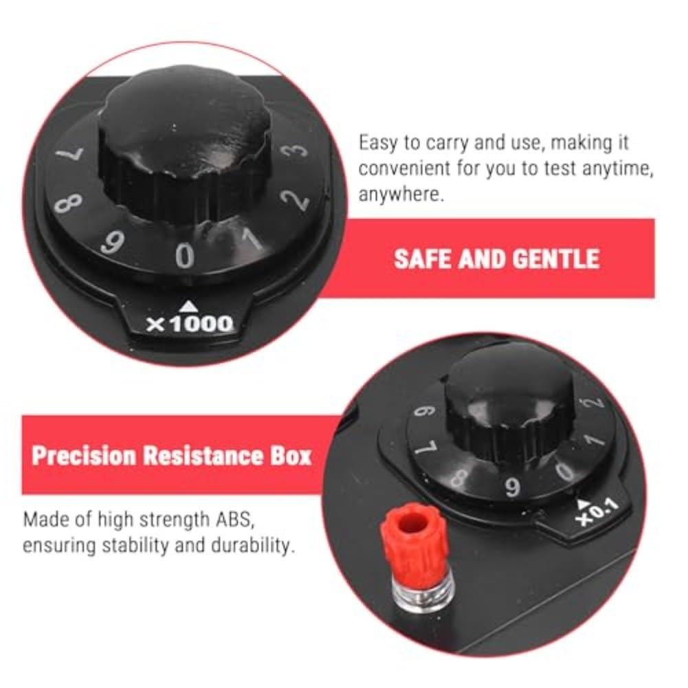 Einstellbare Decade Resistance Box 0-9999.9 Ohm Variabler Widerstandsprüfer mit Leitungen 0,1 Schritt ABS-Gehäuse für Laborkalibrierung