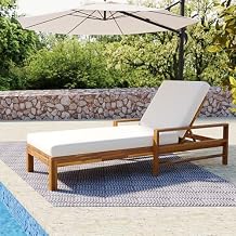 Merax Acacia Wood Adjustable Backrest Outdoor Lounge Chair,3-Position Reclining Patio Chaise Lounge,529 lbs Capacity,Weather-Resistant for Garden,Terrace,Poolside,Natural Finish,Natural+Beige