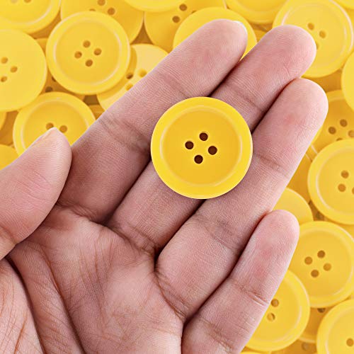 100 Pack 1 Inch Buttons Flatback Sewing Colored For Arts & Crafts, Fashion Clothing, Diy Projects (Yellow) #TOP4
