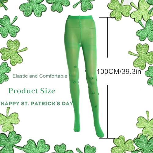 Image of Green White Striped St.Patrick Day Socks Shamrock Pantyhose Stockings Irish Thigh High Socks Party for Women