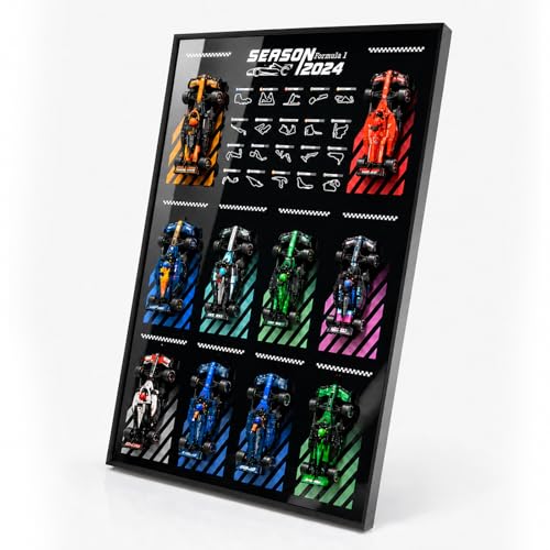 Display Frame Compatible with Lego Speed Champions F1 10Cars 77242-77251 50x80 cm Wall Mount Wall Board for Collection Rooms Living Rooms and Offices (Excluding models)