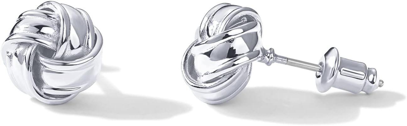 14K Gold Plated 925 Sterling Silver Post Love Knot Stud Earrings | Gold Earrings for Women