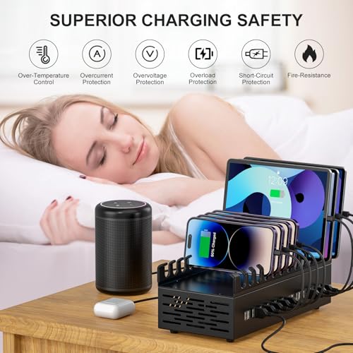 300W USB Charging Station, ALI SEA 22 Port USB Fast Charging Station for Multiple Devices, Multi Charger Station Organizer Compatible with Cellphone, Tablet, Kindle, iPad and More by ALI SEA - Used condition - Image 4