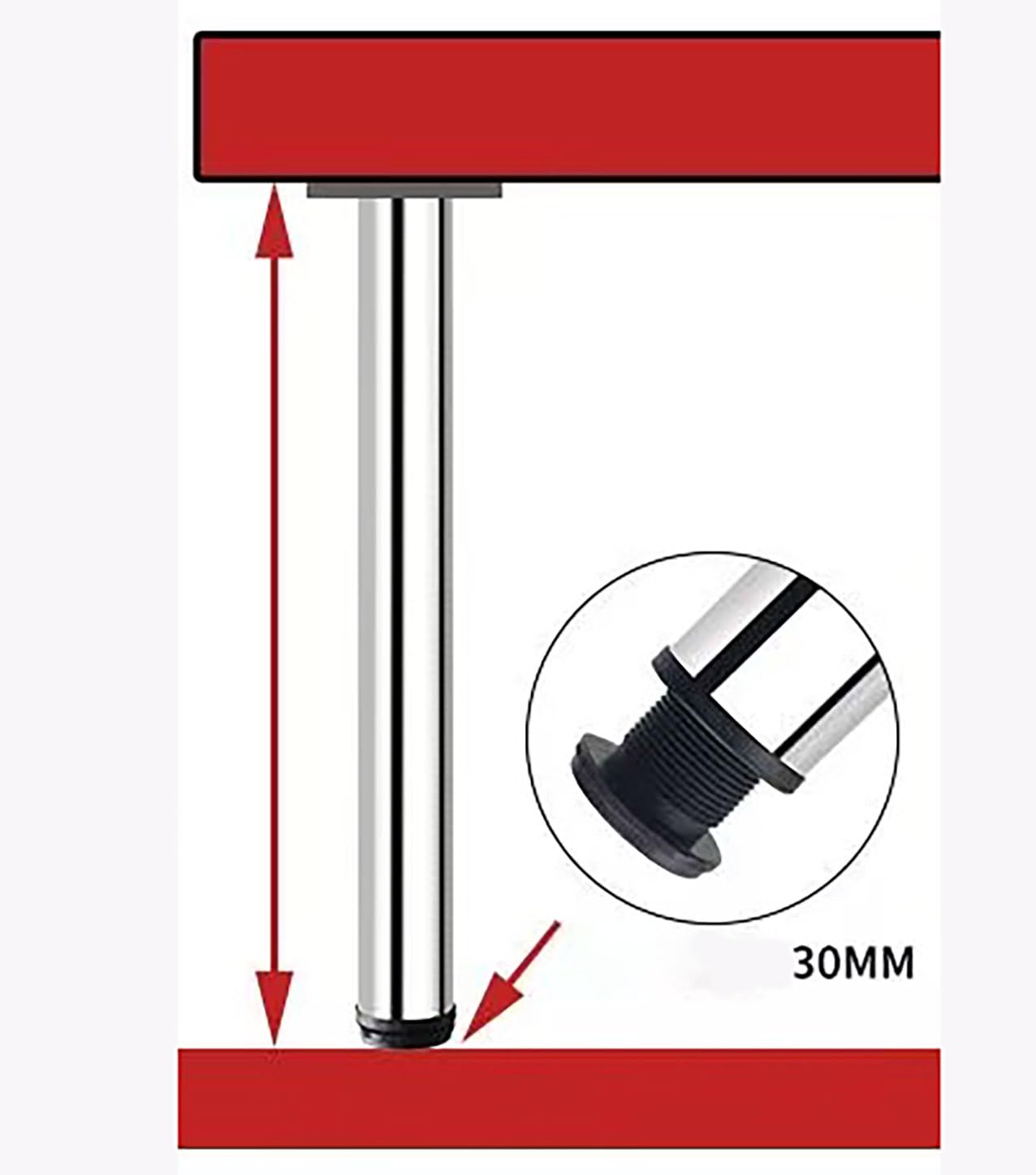 1 Pata de Mueble de Acero Inoxidable Regulable en Altura, Adecuada para Patas de Mesa, encimeras, mostradores y Patas de armarios de Apoyo.