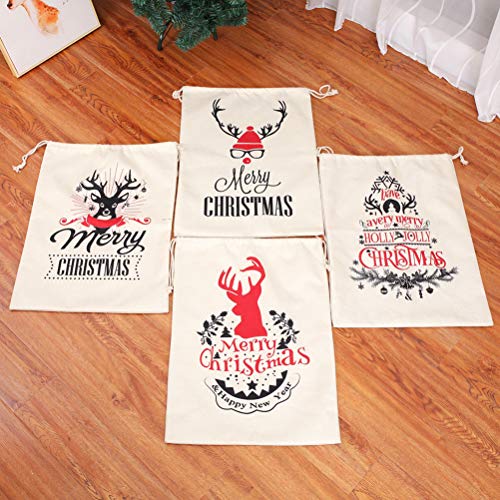 BESTOYARD 1 st Kerst Trekkoord Gift Tassen Grote Linnen Gedrukt Santa Sack Rugzak Winkelen Tassen voor Kids Meisjes… - Afbeelding 5