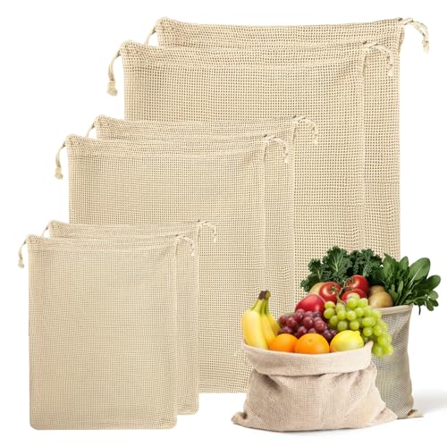 6 Pack Reusable Cotton Mesh Produce Bags
