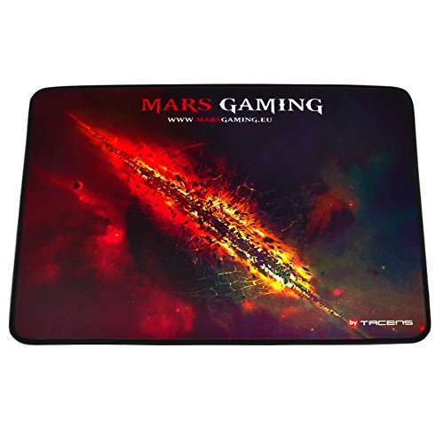 MMP1, Mouse pad da gioco per PC, alta precisione con qualsiasi mouse, base in gomma naturale, comfort elevato, bordi rinforzati, 35 x 25 cm, colore nero e rosso - Mousepad - Immagine 2