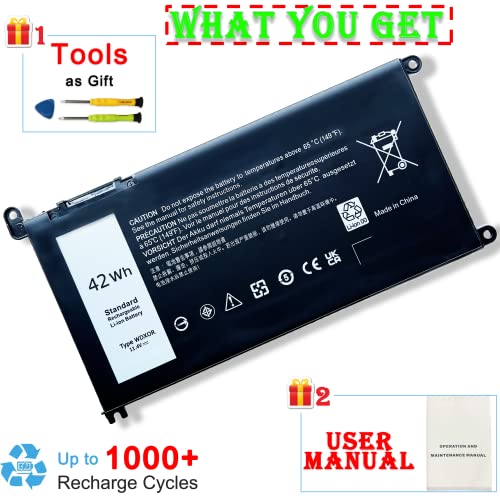 Wdx0R Wdxor Replacement Laptop Battery For Dell Inspiron 13/15/17-5000/7000 Series: 5368 5378 5379 5565 5567 5568 5570 5578 5775 7378 7569 7579 Latitude 3490 Vostro 5468 P58F P75F P69G 42Wh/11.4V+Tool #TOP1