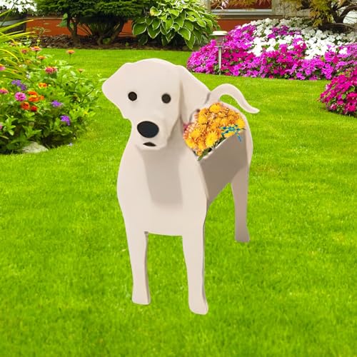 strolfay White Labrador Dog Planter Pots, Animal Shaped Flower Pot