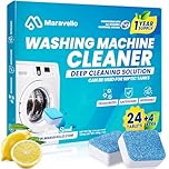 Washing Machine Cleaner Descaler Tablets: Maravello Highly Efficient Laundry Deodorizer - Washer Cleaning Tablets For HE Front Loader And Top Load 14-Month Supply (28 Count, Lemon)