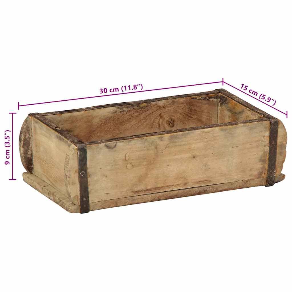 Bandejas de madera maciza de color marrón, 30 x 15 x 9 cm, juego de 4 piezas con superficie mate para interior y exterior, versátil como bandeja de servicio y almacenamiento