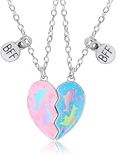 2 Pieces BFF Necklaces Friendship Necklace Magnetic Best Friends Necklaces Best Friends Necklaces for Girls Birthday Gifts Pendant Chain Gifts,Blue