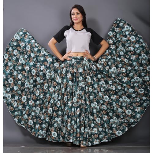 Image of JYESHTA Women's American Crepe Flared A Line Stitched Long Skirt with 12 Mtr Flare 40 in Height | Skirts for Women Long Length | Long Skirts for Girls