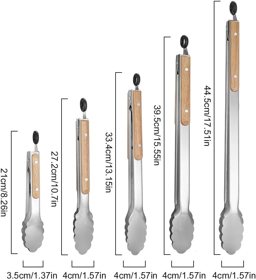 Compatible For Leeseph Food Tongs, Heavy Duty Kitchen With Wooden Handle For Cooking, Grilling And BBQ, 7-16 Inch Length(44.5cm)