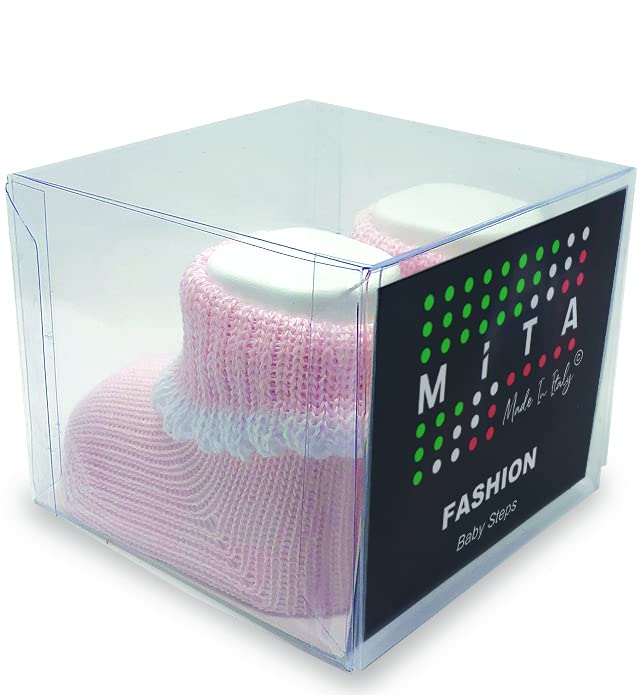 MiTA - Patucos Bebé 0-3 Meses con Algodón Orgánico | Made in Italy 100% Fabricado con fibra 100% biodegradable | Sin tratamiento químico aplicado | Rosa