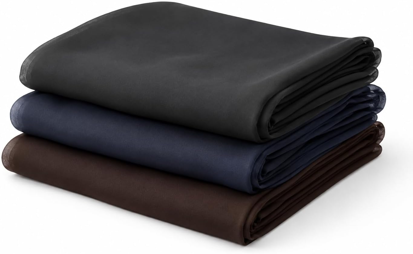 Chiffon Hijab 3 Pack Set Neutral Colors Bundle (Onyx Black + Indigo Navy + Espresso Brown)