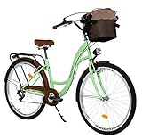 Stilistisches Aussehen, Starke Aluminiumfelgen und einfache Walzen von 28 Zoll Stadtreifen, um eine glänzende Fahrt zu verleihen. 7 Gänge von Shimano zur Anpassung an alle Gelände.