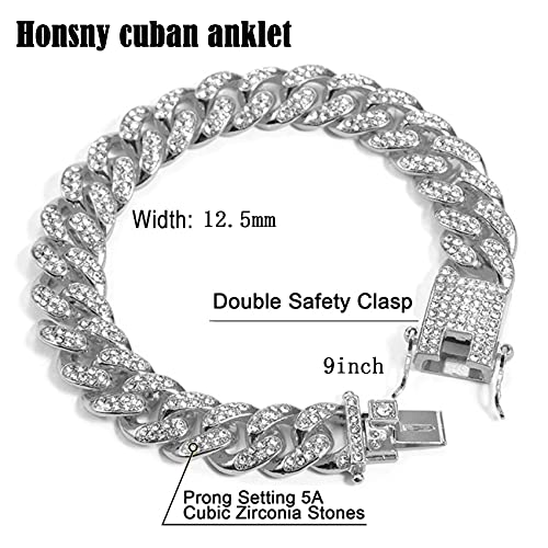 Honsny Cuban Link Anklet Bracelet For Women Men Rhinestone Butterfly Bracelets Anklets 18K Gold Bracelet For Men Boys Bling Diamond Iced Out Cuban Link Bracelets Chain For Teen Girls Hip Hop Jewelry #TOP3