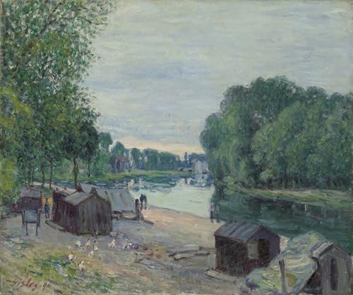 Tableaux Cabanes Au Bord Du Loing par Alfred Sisley impression d'art mural classique 60x90cm