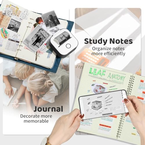 Image of Ponek Mini Sticker Printer - New-Gen T02 Print Pods with 3 Rolls Paper | AI Smart APP Sticker Maker Machine Thermal Portable Sticky Note Maker for DIY Journal, Photos, Study Note