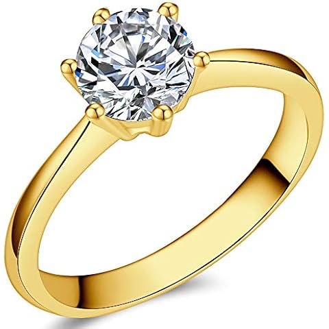 1.0 Carat Classical Stainless Steel Solitaire Engagement Ring (Gold, P) Cover
