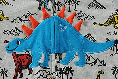 Little Hand Boys Toddler Dinosaur Hoodies Jacket Long Sleeve Zipper Sport Sweatshirt Coat for Kids 6-7 Years