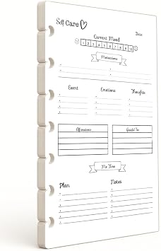 Self Care Inserts for the Mini Happy Planner, Fits 7-Disc Notebook, Mini Happy Planner Wellness Inserts, Wellness Planner Planner Sold Separately