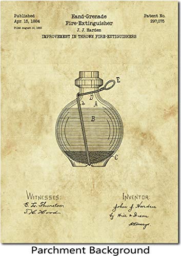 Grenade Fire Extinguisher Patent Print Art 1884