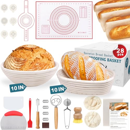 Aliggbent 28Pcs Sourdough Bread Baking Supplies, 10'' Round & 10''