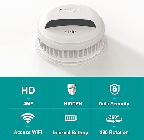 Miniatura 2 de CAMDUCK Cámara espía inalámbricaDetector de humo de cámara ocultaCámara de niñera HD de 4 MP  Cámara oculta WiFi de 2.4G y 5 GHzCámara espía cámara