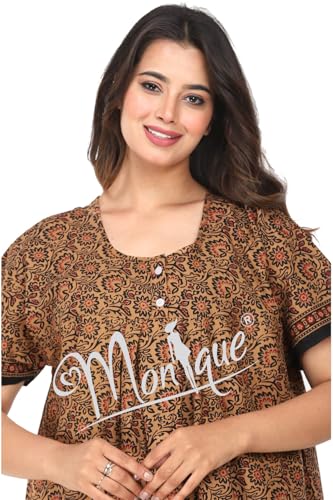 Image of Monique Brand 100% Pure Cotton Nighty for Woman | Floral Gown for Women Night Wear | Cotton Nighty for Women Stylish | Maxi for Women Cotton