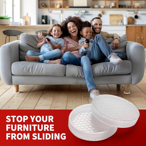 Image of Ezprotekt Non Slip Furniture Pads, 12 Pcs 2.5 inch Anti Skid Rubber Caster Cups, Round Furniture Coasters for Hardwoods Floors, Anti-Slip Grippers, Furniture Stoppers to Prevent Sliding (Clear)