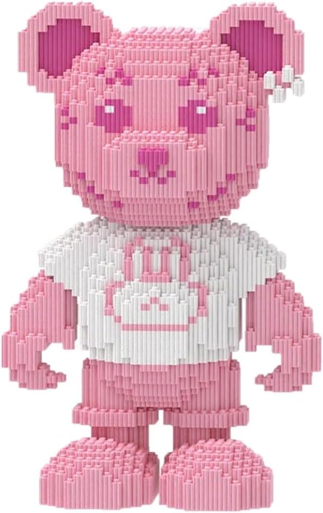 5105-Piece Micro Block Animal Bear Building Kit - Cute Plush-Style Bear with Streetwear Outfit | Detailed Collectible for 16+ Teens & Adults | Unique Gift for Birthdays/Christmas (910007)