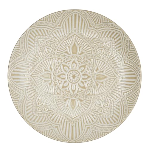 HOME DECO FACTORY - KA0455, Assiette élégante en céramique Beige, Conçue pour Tous Les Repas, résistante et Facile à Entretenir, Conçue pour Servir Plats et Desserts, D27 cm, Beige